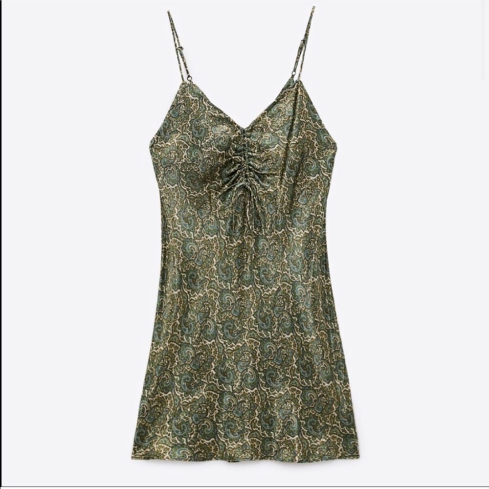 Zara green silk dress